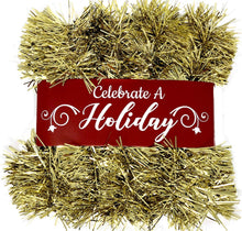 Load image into Gallery viewer, 15 Foot Tinsel Garland for Christmas Decorations - Non-Lit Holiday Decor for Outdoor or Indoor Use - Premium Quality Home Garden Artificial Tinsel Garland, or Wedding Party Decorations (15ft, Gold)