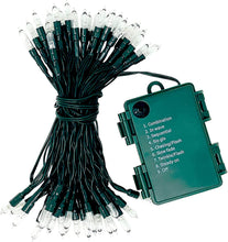 Load image into Gallery viewer, Celebrate A Holiday Battery Operated String Lights - 50 LED Waterproof Outdoor or Indoor Battery Powered Christmas Lights 18ft - 8 Modes Clear Mini Lights for Tree, Wedding, Party, Warm White