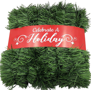50 Foot Garland for Christmas Decorations - Non-Lit Soft Green Holiday Decor for Outdoor or Indoor Use - Home Garden Artificial Greenery, or Wedding Party Decorations (Pack of 1)