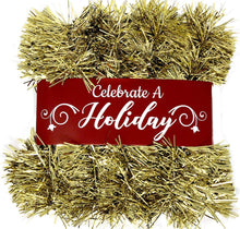 Load image into Gallery viewer, 15 Foot Tinsel Garland for Christmas Decorations - Non-Lit Holiday Decor for Outdoor or Indoor Use - Premium Quality Home Garden Artificial Tinsel Garland, or Wedding Party Decorations (15ft, Gold)
