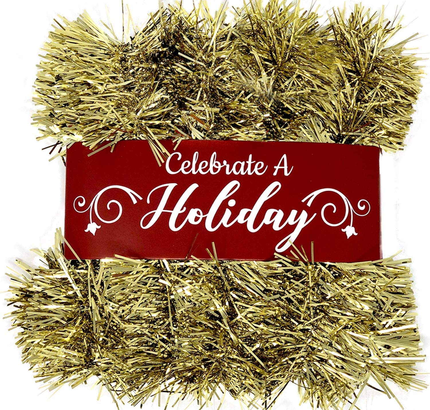 15 Foot Tinsel Garland for Christmas Decorations - Non-Lit Holiday Dec –  Celebrate A Holiday