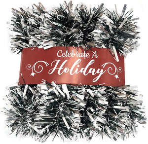 20 Foot Tinsel Garland for Christmas Decorations - Non-Lit Holiday Decor for Outdoor or Indoor Use - Premium Quality Home Garden Artificial Greenery, or Wedding Party Decorations (Silver)