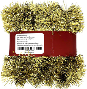 15 Foot Tinsel Garland for Christmas Decorations - Non-Lit Holiday Decor for Outdoor or Indoor Use - Premium Quality Home Garden Artificial Tinsel Garland, or Wedding Party Decorations (15ft, Gold)