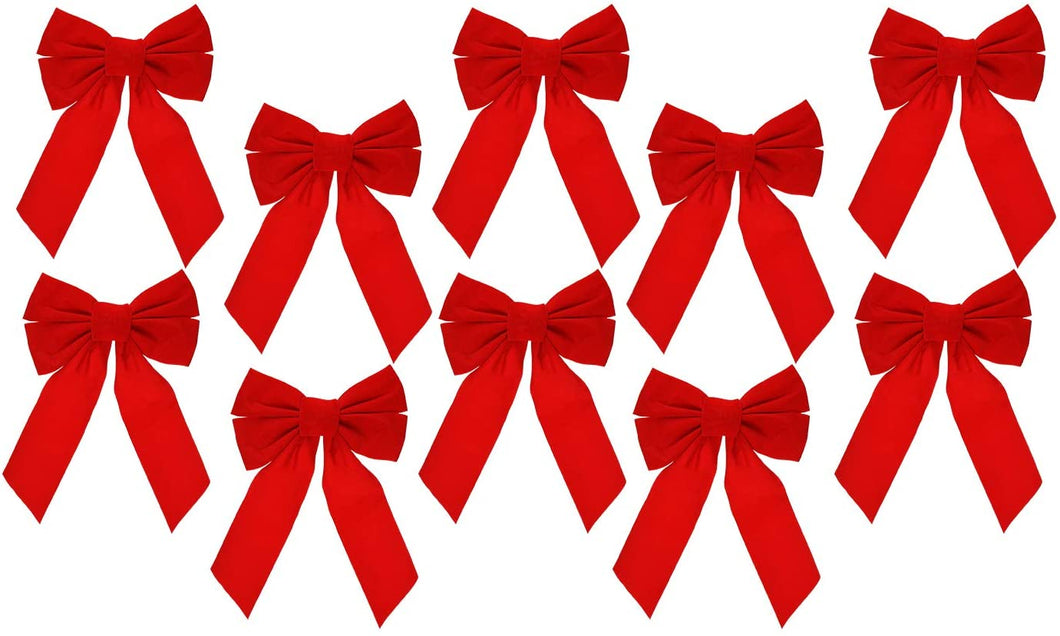 Celebrate A Holiday Red Velvet Christmas Wreath Bow, Set of 10 - Dimensions of 9